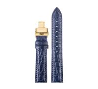 CIEMJSYNF Crocodile Bracelet Leather Watch Band Compatible With CARTIER E RONDE Key Must Strap 16mm 17mm 18mm 19mm 20mm 21mm 22mm(A-blue-gold,16mm)