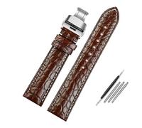 CIEMJSYNF Double Sided Crocodile Leather Watch Band 18mm 19mm 20mm 21mm 22mm Wristband Compatible With Rolex Men And Women Strap Bracelet(Brown white SKB,21mm)