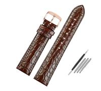 CIEMJSYNF Double Sided Crocodile Leather Watch Band 18mm 19mm 20mm 21mm 22mm Wristband Compatible With Rolex Men And Women Strap Bracelet(Brown white G,22mm)