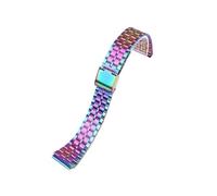 CIEMJSYNF Fine Steel Watchband Compatible With CASIO A158/A159/A168/A169/B650 AQ230/700 A158W A168 Classic AE-1200 Silver Black Metal Strap(Dazzle Color B)