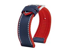 CIEMJSYNF Fluoro Rubber Watchband Compatible With Longines Conquest L3.742 781 782 642 Carbon Fiber Nylon Silicone Men Watch Strap Bracelet(Blue White red sk A,23mm width)