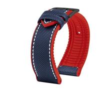 CIEMJSYNF Fluoro Rubber Watchband Compatible With Longines Conquest L3.742 781 782 642 Carbon Fiber Nylon Silicone Men Watch Strap Bracelet(Blue White red bk A,22mm width)