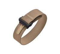 CIEMJSYNF Folding Buckle Ribbed Nylon Watch Strap 18/20/22mm Sport Watchband Fabric FKM Rubber Universal Bracelet(Khaki-Black,18mm)