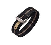 CIEMJSYNF Folding Buckle Ribbed Nylon Watch Strap 18/20/22mm Sport Watchband Fabric FKM Rubber Universal Bracelet(Black Khaki-Silver,22mm)
