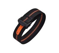 CIEMJSYNF Folding Buckle Ribbed Nylon Watch Strap 18/20/22mm Sport Watchband Fabric FKM Rubber Universal Bracelet(Black Orange-Black,20mm)