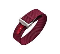 CIEMJSYNF Folding Buckle Ribbed Nylon Watch Strap 18/20/22mm Sport Watchband Fabric FKM Rubber Universal Bracelet(Rose Red-Silver,22mm)
