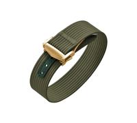 CIEMJSYNF Folding Buckle Ribbed Nylon Watch Strap 18/20/22mm Sport Watchband Fabric FKM Rubber Universal Bracelet(Green-Gold,18mm)