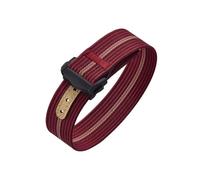 CIEMJSYNF Folding Buckle Ribbed Nylon Watch Strap 18/20/22mm Sport Watchband Fabric FKM Rubber Universal Bracelet(Rose Red Khaki-Black,22mm)