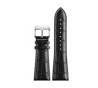 CIEMJSYNF Large Leather Watch Strap Compatible With Diesel Panerai Compatible With Armani P2/PS1 Men‘s Band Butterfly Buckle Wrist(Black white silver,22mm)