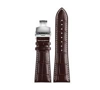 CIEMJSYNF Large Leather Watch Strap Compatible With Diesel Panerai Compatible With Armani P2/PS1 Men‘s Band Butterfly Buckle Wrist(Brown white SK,26mm)