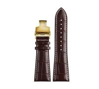 CIEMJSYNF Large Leather Watch Strap Compatible With Diesel Panerai Compatible With Armani P2/PS1 Men‘s Band Butterfly Buckle Wrist(Brown white G,22mm)