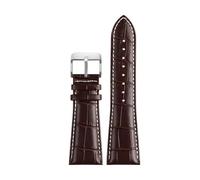CIEMJSYNF Large Leather Watch Strap Compatible With Diesel Panerai Compatible With Armani P2/PS1 Men‘s Band Butterfly Buckle Wrist(Brown white silver,28mm)