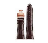 CIEMJSYNF Large Leather Watch Strap Compatible With Diesel Panerai Compatible With Armani P2/PS1 Men‘s Band Butterfly Buckle Wrist(Brown white RG,28mm)