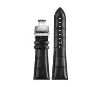 CIEMJSYNF Large Leather Watch Strap Compatible With Diesel Panerai Compatible With Armani P2/PS1 Men‘s Band Butterfly Buckle Wrist(Black SK,28mm)