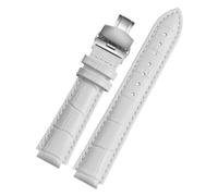 CIEMJSYNF Leather Watch Strap Compatible With Cartier Blue Balloon Men Women CONVEX Watchband Pin Or Butterfly Buckle Black Red 16 18 20 22mm(White-silver B,16mm-8mm)