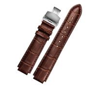 CIEMJSYNF Leather Watch Strap Compatible With Cartier Blue Balloon Men Women CONVEX Watchband Pin Or Butterfly Buckle Black Red 16 18 20 22mm(Brown-silver B,22mm-14mm)
