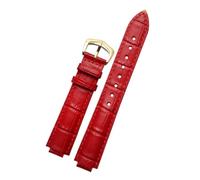 CIEMJSYNF Leather Watch Strap Compatible With Cartier Blue Balloon Men Women CONVEX Watchband Pin Or Butterfly Buckle Black Red 16 18 20 22mm(Red-gold A,16mm-8mm)