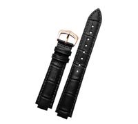 CIEMJSYNF Leather Watch Strap Compatible With Cartier Blue Balloon Men Women CONVEX Watchband Pin Or Butterfly Buckle Black Red 16 18 20 22mm(Black-rose gold A,16mm-8mm)