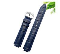 CIEMJSYNF Leather Watch Strap Compatible With Cartier Blue Balloon Men Women CONVEX Watchband Pin Or Butterfly Buckle Black Red 16 18 20 22mm(Blue-silver A,18mm-11mm)