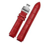 CIEMJSYNF Leather Watch Strap Compatible With Cartier Blue Balloon Men Women CONVEX Watchband Pin Or Butterfly Buckle Black Red 16 18 20 22mm(Red-silver B,22mm-14mm)