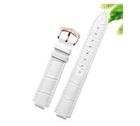 CIEMJSYNF Leather Watch Strap Compatible With Cartier Blue Balloon Men Women CONVEX Watchband Pin Or Butterfly Buckle Black Red 16 18 20 22mm(White-rose gold A,18mm-11mm)