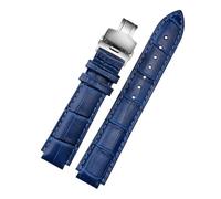 CIEMJSYNF Leather Watch Strap Compatible With Cartier Blue Balloon Men Women CONVEX Watchband Pin Or Butterfly Buckle Black Red 16 18 20 22mm(Blue-silver B,20mm-12mm)