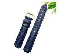 CIEMJSYNF Leather Watch Strap Compatible With Cartier Blue Balloon Men Women CONVEX Watchband Pin Or Butterfly Buckle Black Red 16 18 20 22mm(Blue-gold A,14mm-8mm)
