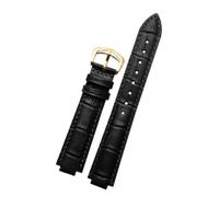 CIEMJSYNF Leather Watch Strap Compatible With Cartier Blue Balloon Men Women CONVEX Watchband Pin Or Butterfly Buckle Black Red 16 18 20 22mm(Black-gold A,22mm-14mm)