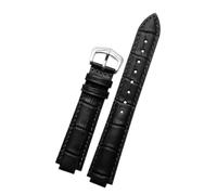 CIEMJSYNF Leather Watch Strap Compatible With Cartier Blue Balloon Men Women CONVEX Watchband Pin Or Butterfly Buckle Black Red 16 18 20 22mm(Black-silver A,18mm-11mm)