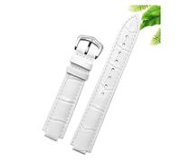 CIEMJSYNF Leather Watch Strap Compatible With Cartier Blue Balloon Men Women CONVEX Watchband Pin Or Butterfly Buckle Black Red 16 18 20 22mm(White-silver A,16mm-8mm)