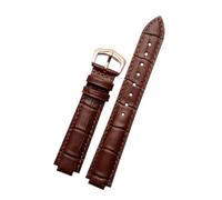 CIEMJSYNF Leather Watch Strap Compatible With Cartier Blue Balloon Men Women CONVEX Watchband Pin Or Butterfly Buckle Black Red 16 18 20 22mm(Brown-rose gold A,20mm-12mm)