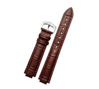CIEMJSYNF Leather Watch Strap Compatible With Cartier Blue Balloon Men Women CONVEX Watchband Pin Or Butterfly Buckle Black Red 16 18 20 22mm(Brown-silver A,20mm-12mm)