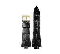 CIEMJSYNF Leather Watch Strap Compatible With Tissot 1853 Prx Series Super Player T137.410 T137407 Band Belt Convex Interface 12mm Men(Black-gold pin)