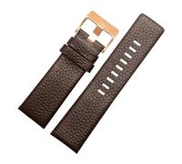 CIEMJSYNF Leather Watchband Compatible With Diesel DZ1405 4323 4344 4427 7257 4283 Watches Pin Buckle Embossed Bracelet 24 26 28mm Watch Strap(Brown Rose Button,26mm)