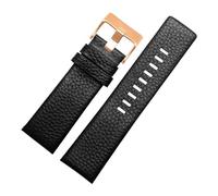 CIEMJSYNF Leather Watchband Compatible With Diesel DZ1405 4323 4344 4427 7257 4283 Watches Pin Buckle Embossed Bracelet 24 26 28mm Watch Strap(Black Rose Button,22mm)