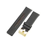 CIEMJSYNF Leather Watchband Compatible With Diesel Watch Friday Series Dz4323 Dz4318 Dz4329 Cowhide Waterproof Strap 24 26 28 30 32mm(Black-Golden-K3,28mm)