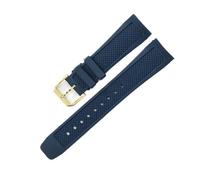 CIEMJSYNF Lightweight Breathable Soft Comfortable-wearing Watchband 22mm Compatible With IWC Portuguese Solid Steel Buckle Silicone Strap Black Blue(Blue-Golden-K10)
