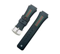CIEMJSYNF Men's 29x21mm Waterproof Black Silicone Watch Strap - Compatible With GC YA137107 - Rubber/TPU Watchband Stock(Silver buckle)