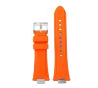 CIEMJSYNF Men's Waterproof Silicone Watch Strap Compatible With Tissot 1853 Super Player Prx Series T137.410/407 Band Raised Mouth Bracelet 12mm(Orange-Silver-Pin,26-12mm)