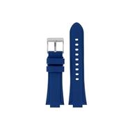 CIEMJSYNF Metal Convex Strap Compatible With Tissot PRX Series Super Player 35mm 40mm Rubber Quick Release Butterfly Buckle Men's WatchBand(A-blue-silver pin,26x12mm)