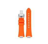 CIEMJSYNF Metal Convex Strap Compatible With Tissot PRX Series Super Player 35mm 40mm Rubber Quick Release Butterfly Buckle Men's WatchBand(B-orange-silver,24x11mm)