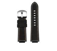 CIEMJSYNF Modified Watch Straps Compatible With Casio ECB-10YD/EFB-680/GST-B400/B200 Convex Suede Leather Strap 24x12 24x14mm Men's Bracelet(Black S silver,24x12mm)