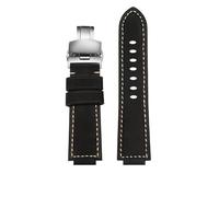 CIEMJSYNF Modified Watch Straps Compatible With Casio ECB-10YD/EFB-680/GST-B400/B200 Convex Suede Leather Strap 24x12 24x14mm Men's Bracelet(Black silver,24x12mm)