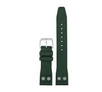 CIEMJSYNF Nature Soft Fluororubber FKM Rubber Watchband Compatible With IWC Strap Big Pilot Portofino TOP Watchbands With Rivet(Green-silver pin,22mm)