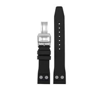 CIEMJSYNF Nature Soft Fluororubber FKM Rubber Watchband Compatible With IWC Strap Big Pilot Portofino TOP Watchbands With Rivet(Black-silver,22mm)