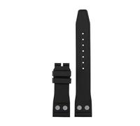CIEMJSYNF Nature Soft Fluororubber FKM Rubber Watchband Compatible With IWC Strap Big Pilot Portofino TOP Watchbands With Rivet(Black-no buckle,20mm)