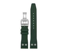 CIEMJSYNF Nature Soft Fluororubber FKM Rubber Watchband Compatible With IWC Strap Big Pilot Portofino TOP Watchbands With Rivet(Green-silver,22mm)