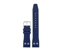 CIEMJSYNF Nature Soft Fluororubber FKM Rubber Watchband Compatible With IWC Strap Big Pilot Portofino TOP Watchbands With Rivet(Blue-silver pin,22mm)