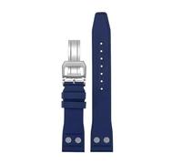 CIEMJSYNF Nature Soft Fluororubber FKM Rubber Watchband Compatible With IWC Strap Big Pilot Portofino TOP Watchbands With Rivet(Blue-silver,20mm)