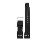 CIEMJSYNF Nature Soft Fluororubber FKM Rubber Watchband Compatible With IWC Strap Big Pilot Portofino TOP Watchbands With Rivet(Black-silver pin,20mm)